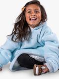 Ony Kids' Sherpa Fleece Small Hooded Blanket, Blue/White