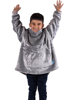 Ony Kids' Hoodie Blanket, Grey/White