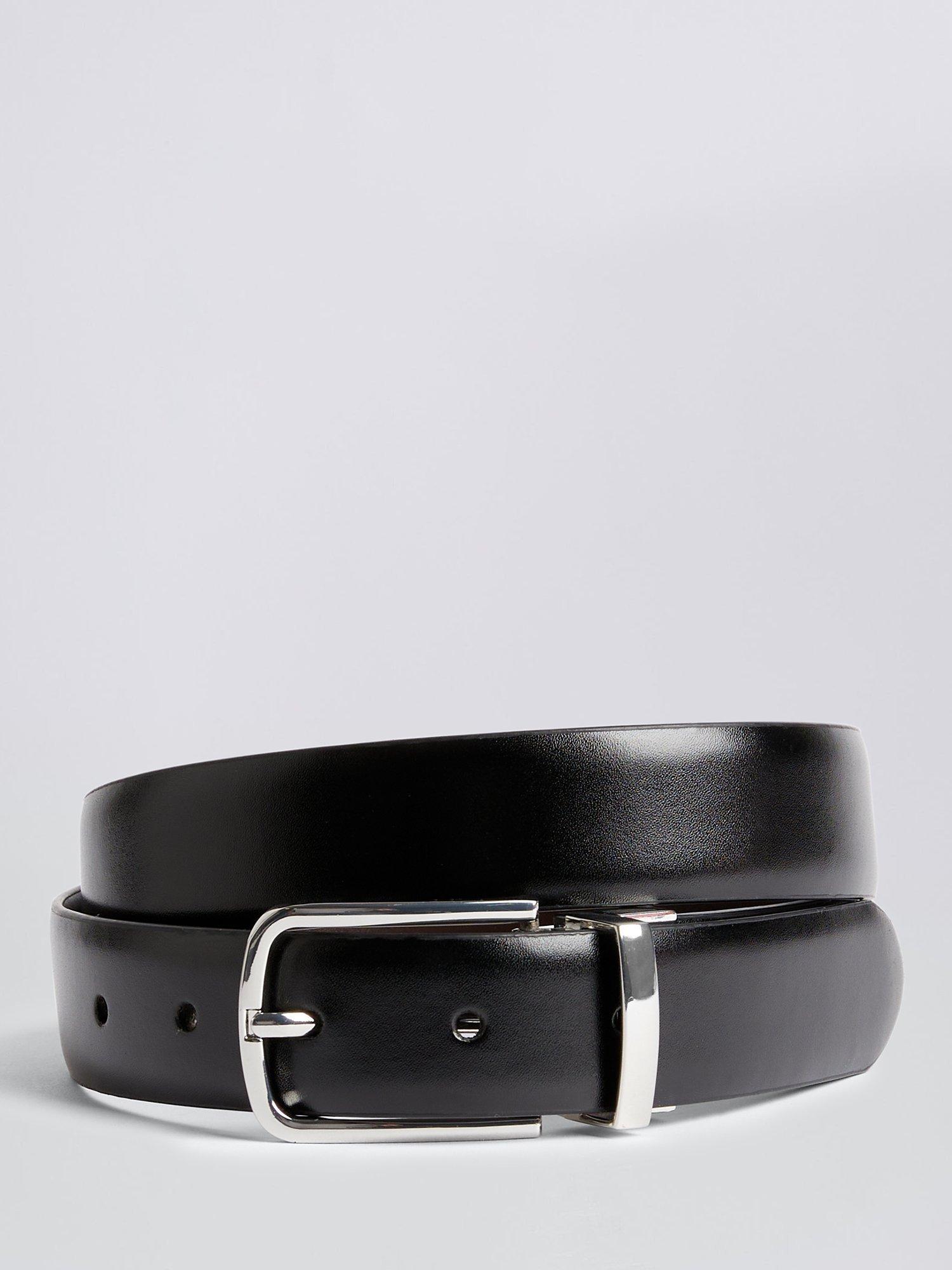 Moss Modern Reversible Faux Leather Belt Black