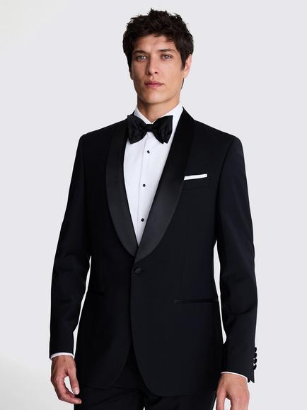 Moss Tailored Fit Shawl Lapel Tuxedo Jacket, Black, Black