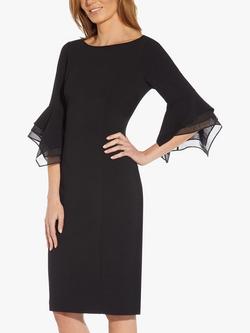 Adrianna Papell Knit Crepe Tiered Knee Length Dress, Black