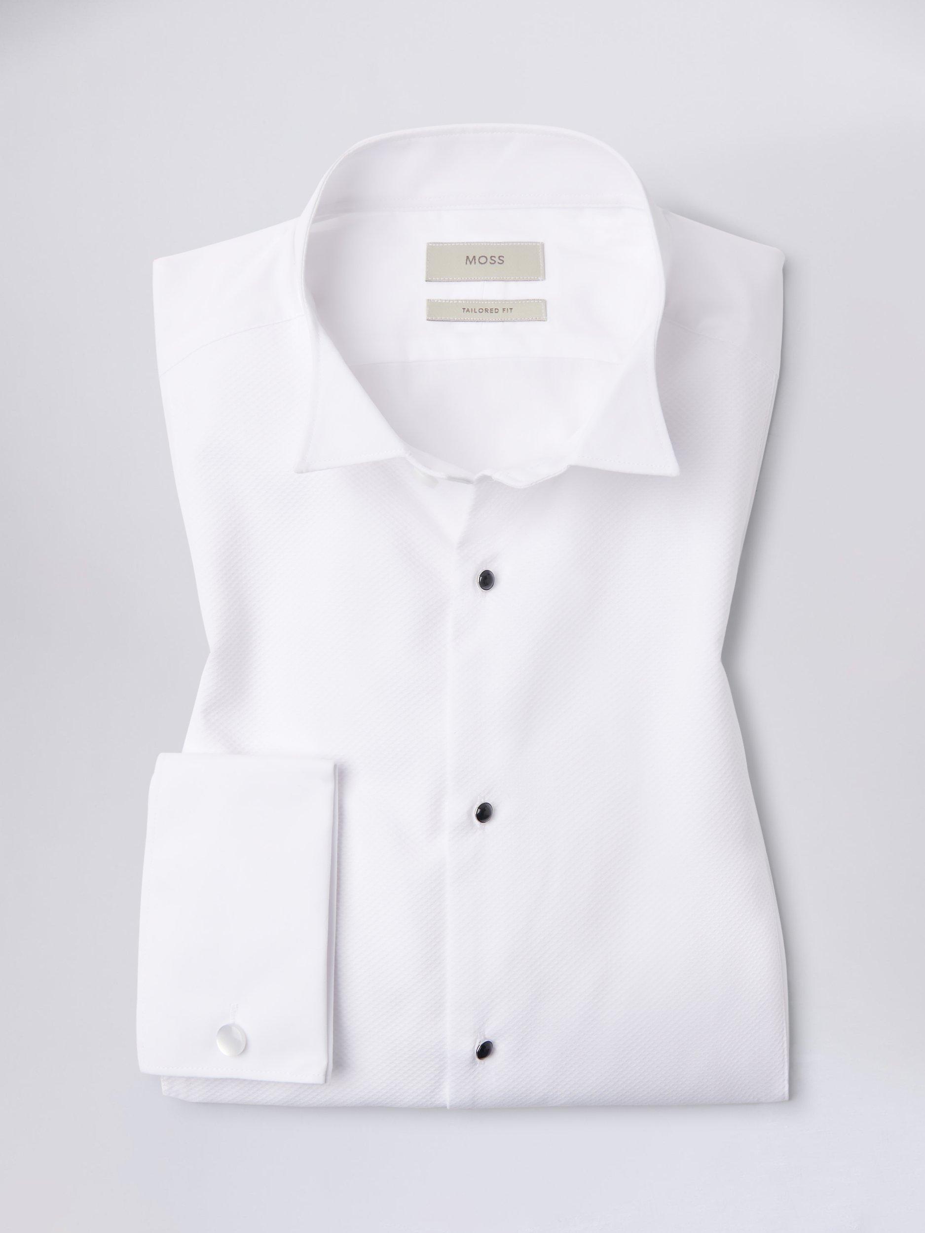 Product image 4 of 4, which shows Moss Tailored Marcella Wing Collar Dress Shirt, White, 15.5