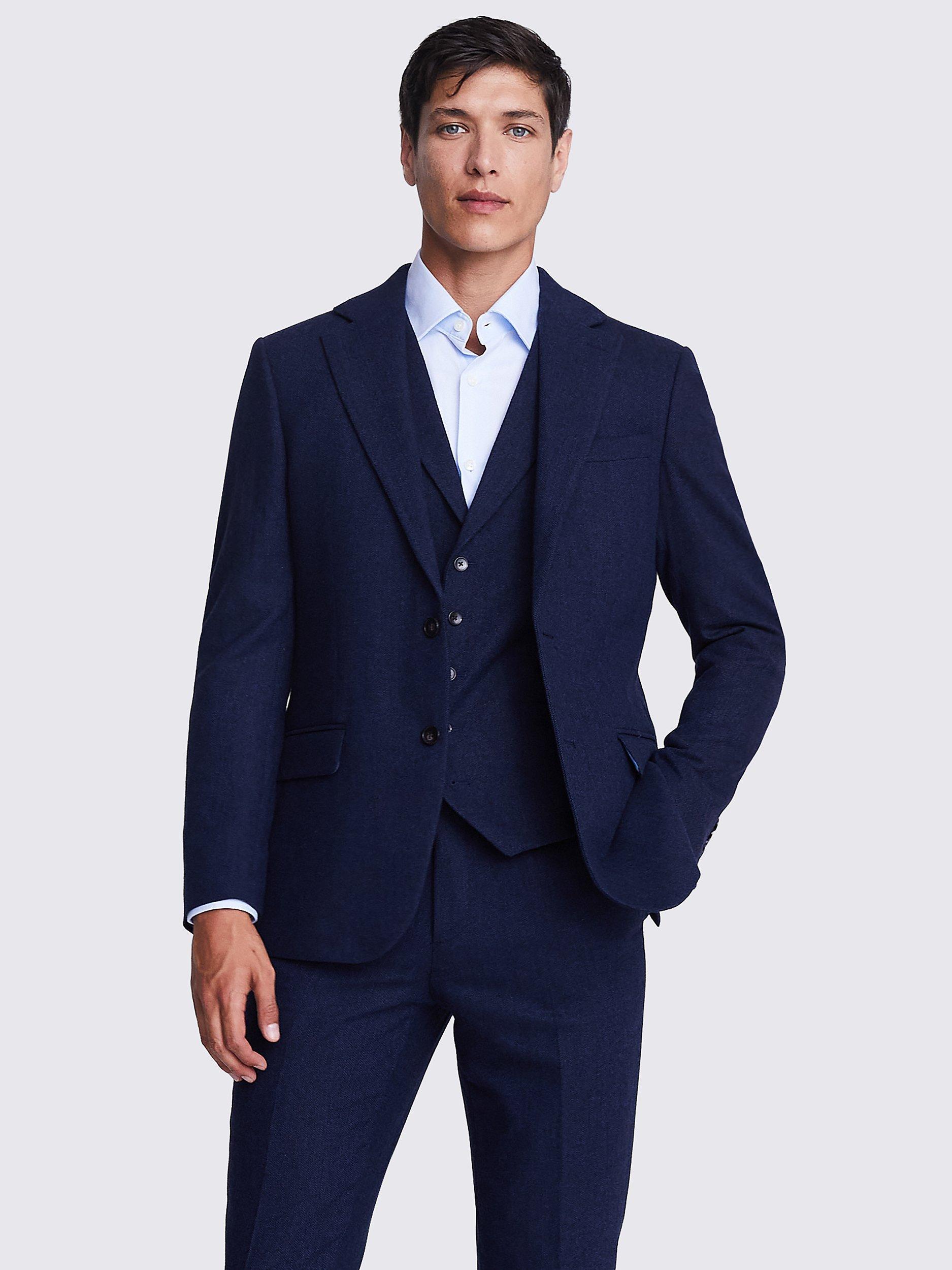 Moss Tailored Fit Herringbone Jacket, Ink, 34S