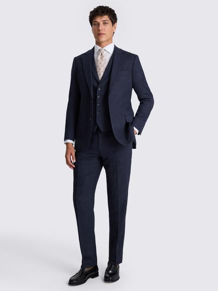Moss Tailored Fit Herringbone Suit Jacket - view 2, Ink