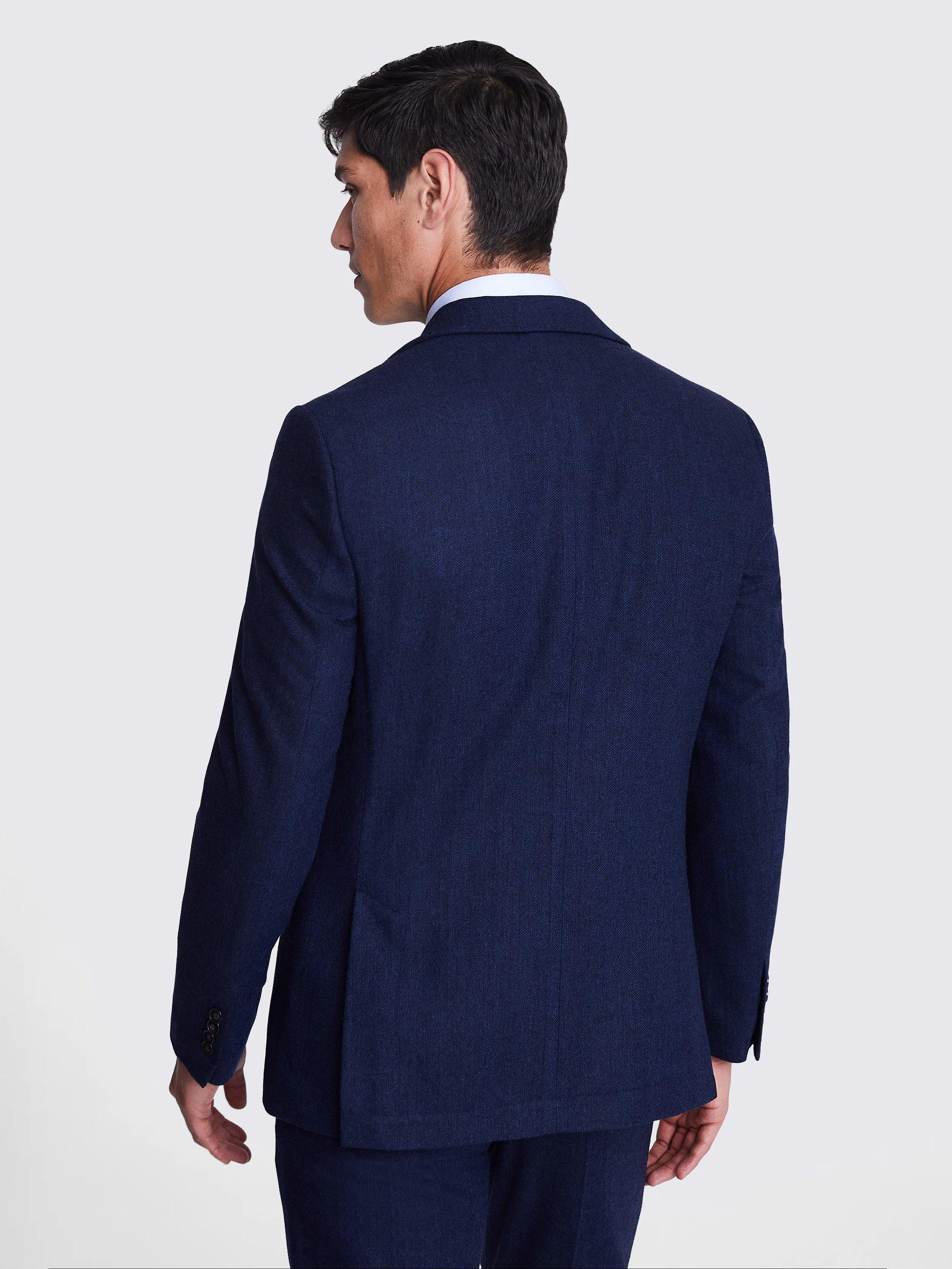 Moss Tailored Fit Herringbone Jacket, Ink, 34S