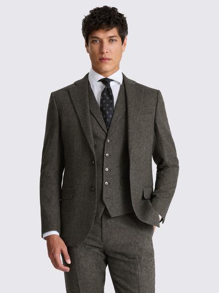Moss Tailored Fit Herringbone Suit Jacket, Olive