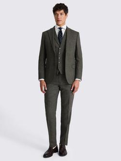 Moss Tailored Fit Herringbone Jacket - view 2, Olive