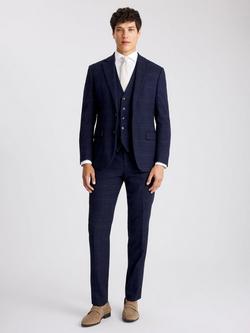 Moss Tailored Fit Check Suit Jacket, Navy/Black - view 2, Navy/Black