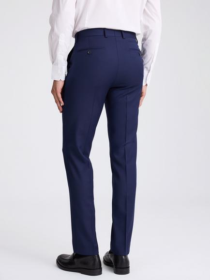 Moss Tailored Fit Twill Suit Trousers - view 2, Navy