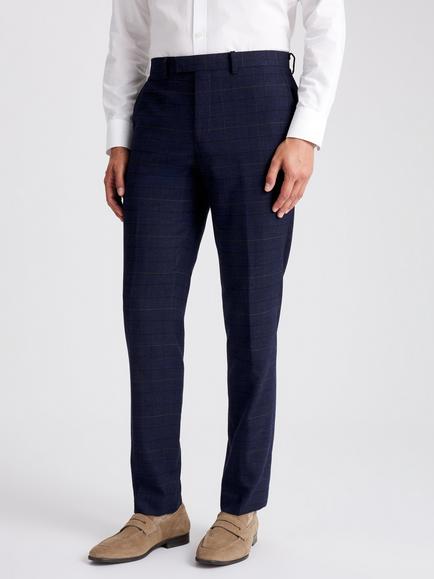 Moss Tailored Fit Check Suit Trousers, Navy/Black, Navy/Black