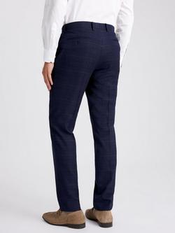 Moss Tailored Fit Check Trousers, Navy/Black - view 2, Navy/Black