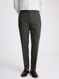 Moss Tailored Fit Herringbone Tweed Trousers, Olive