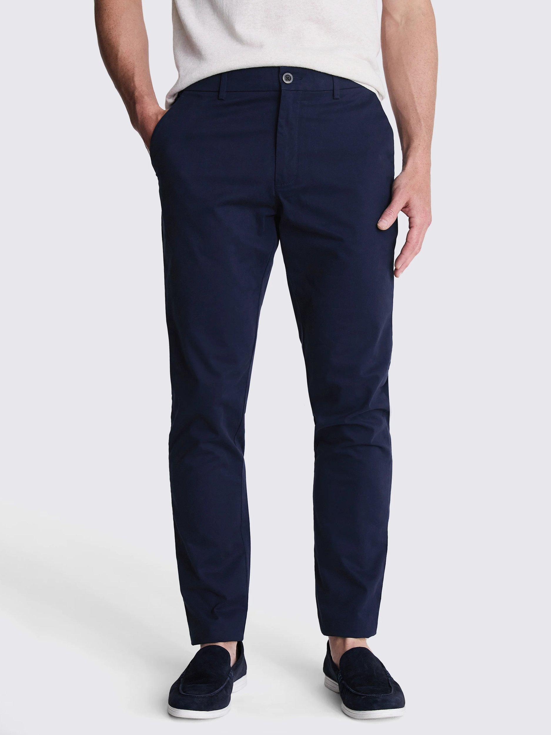 Moss Tailored Stretch Chinos, Navy, 30R