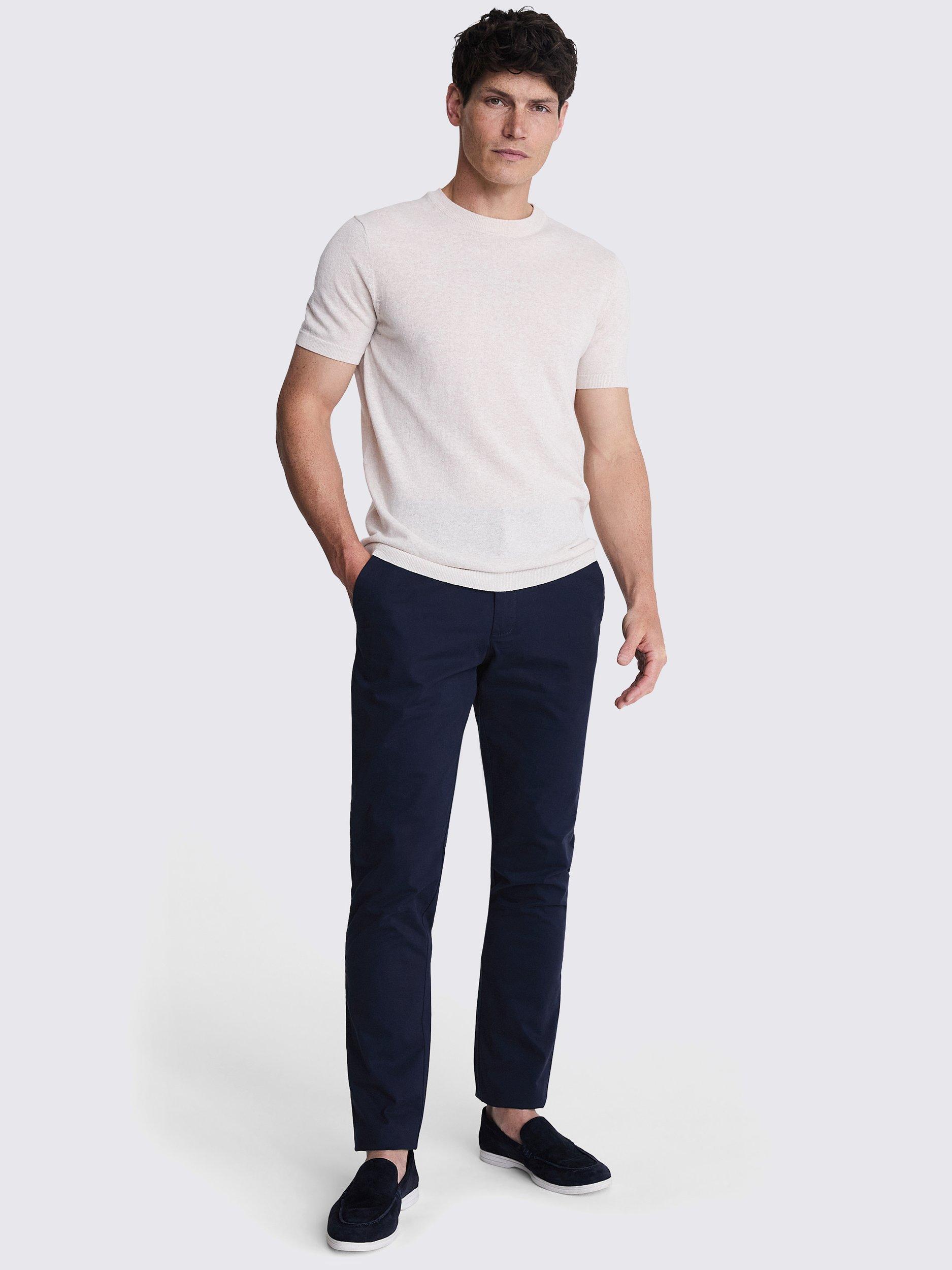 Moss Tailored Stretch Chinos, Navy, 30R