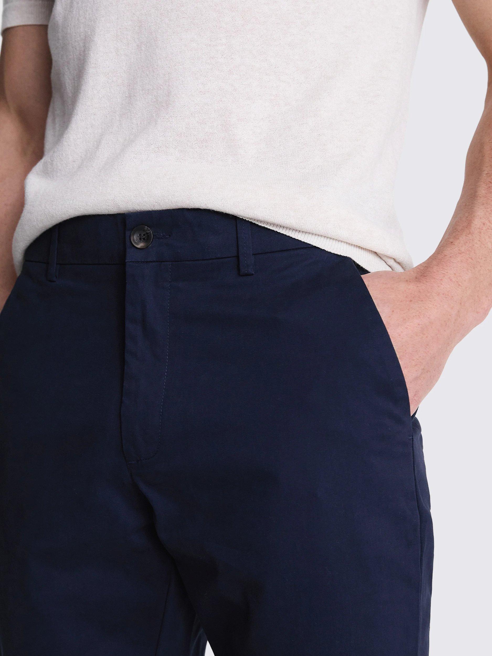 Moss Tailored Stretch Chinos, Navy, 30R