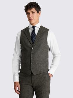 Moss Tailored Fit Herringbone Waistcoat, Olive