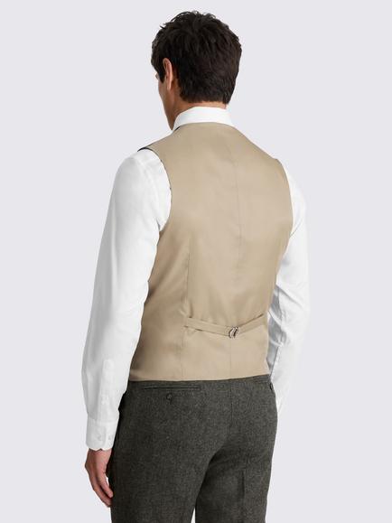 Moss Tailored Fit Herringbone Suit Waistcoat - view 2, Olive