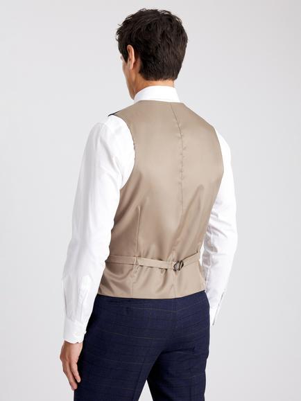 Moss Tailored Fit Check Suit Waistcoat, Navy/Black - view 2, Navy/Black
