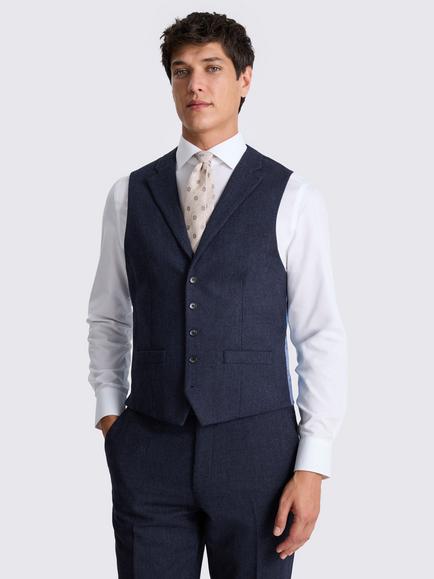 Moss Tailored Fit Herringbone Suit Waistcoat, Ink