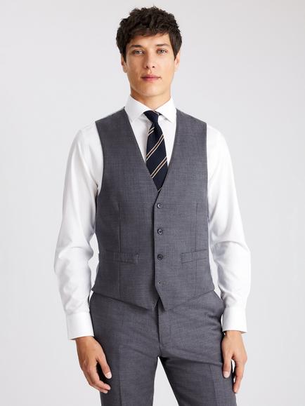 Moss Tailored Fit Twill Suit Waistcoat, Grey