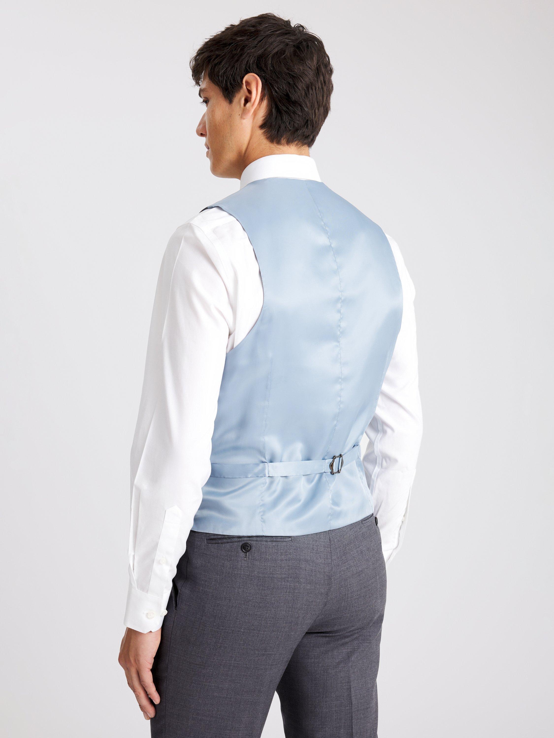 Product image 2 of 3, which shows Moss Tailored Fit Twill Waistcoat, Grey, 34R