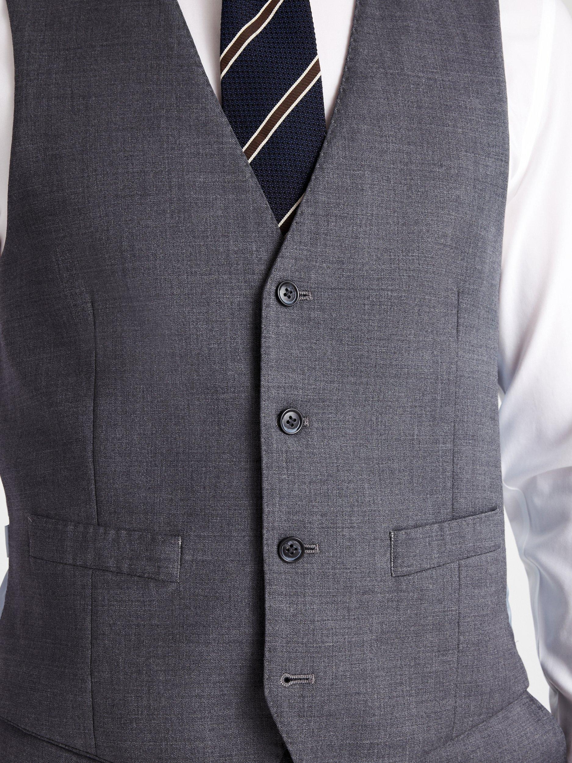 Product image 3 of 3, which shows Moss Tailored Fit Twill Waistcoat, Grey, 34R