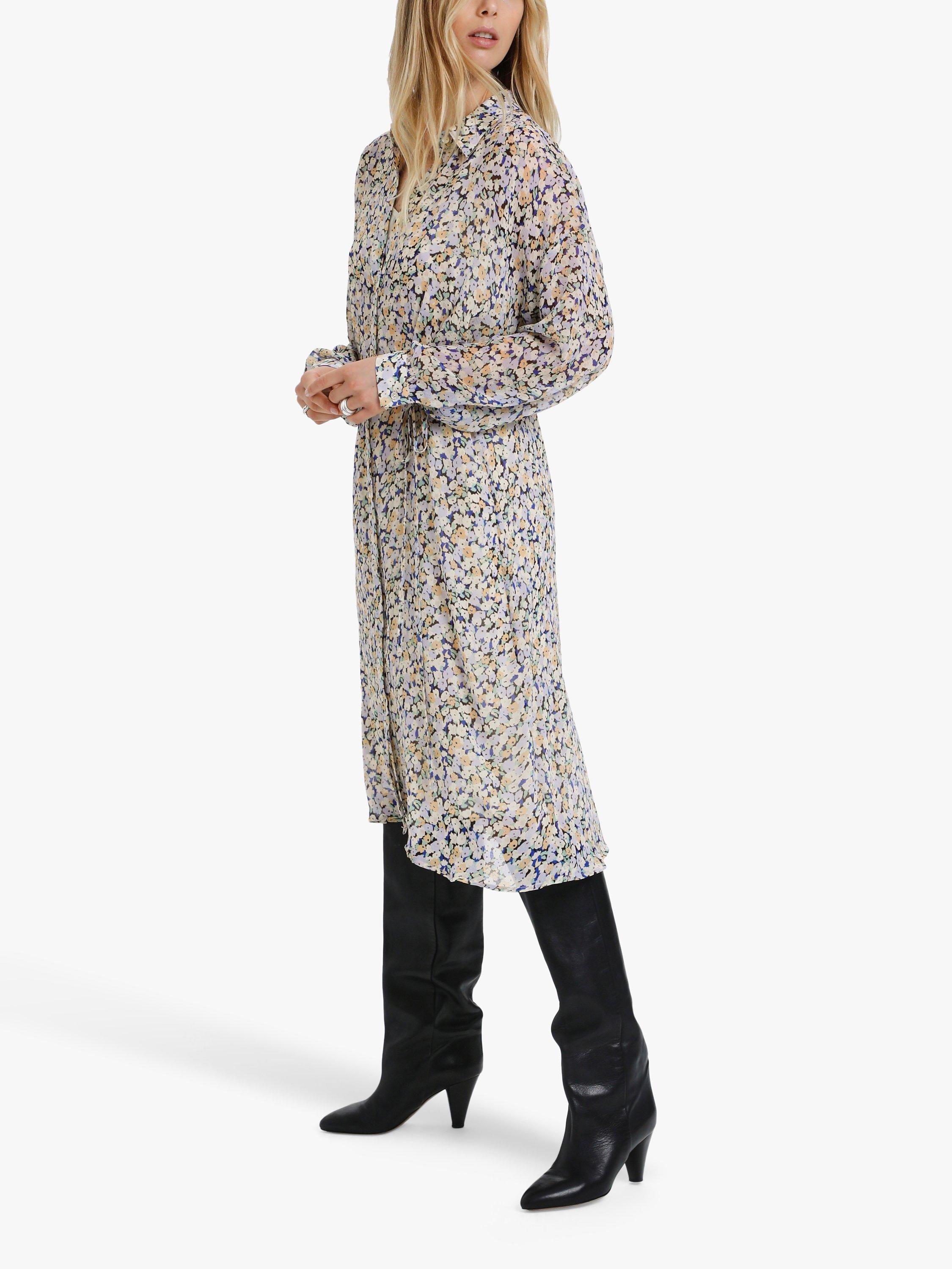 Soaked In Luxury Josefine Floral Print Midi Shirt Dress, Cosmic Sky