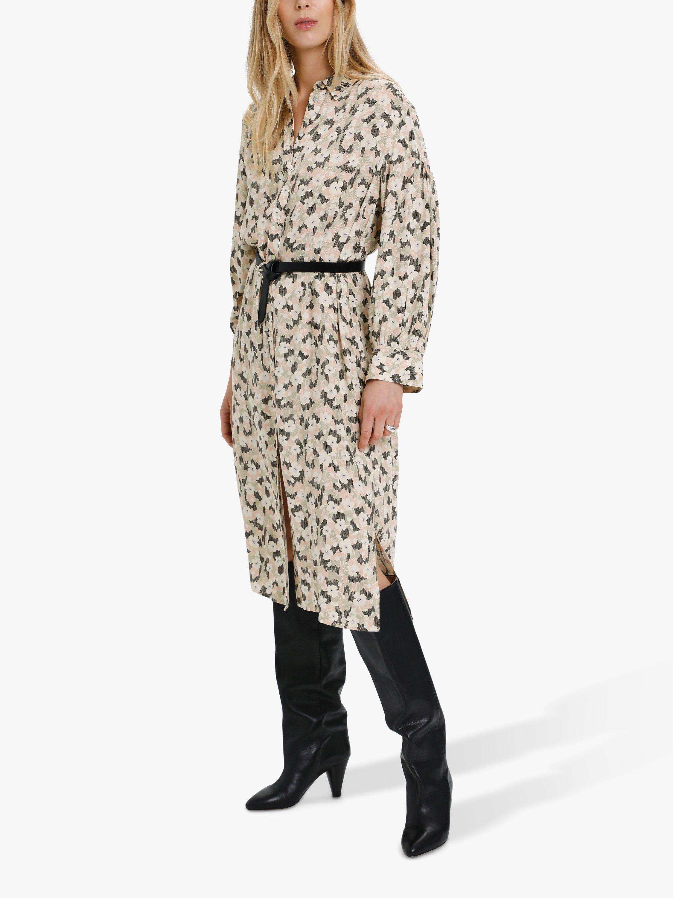 Soaked In Luxury Naive Field Print Midi Shirt Dress, Natural/Multi