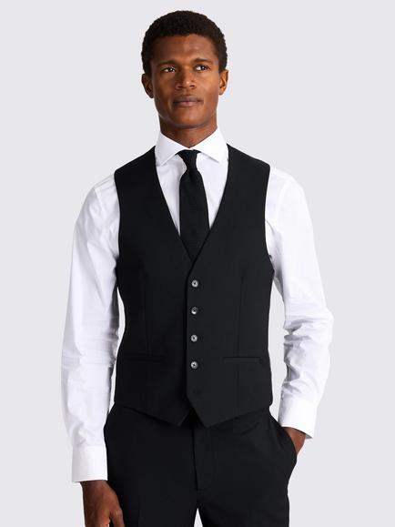 Moss Slim Fit Stretch Suit Waistcoat, Black