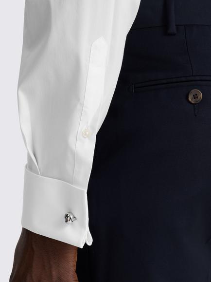 Moss Slim Fit Double Cuff Stretch Shirt, White - view 2, White