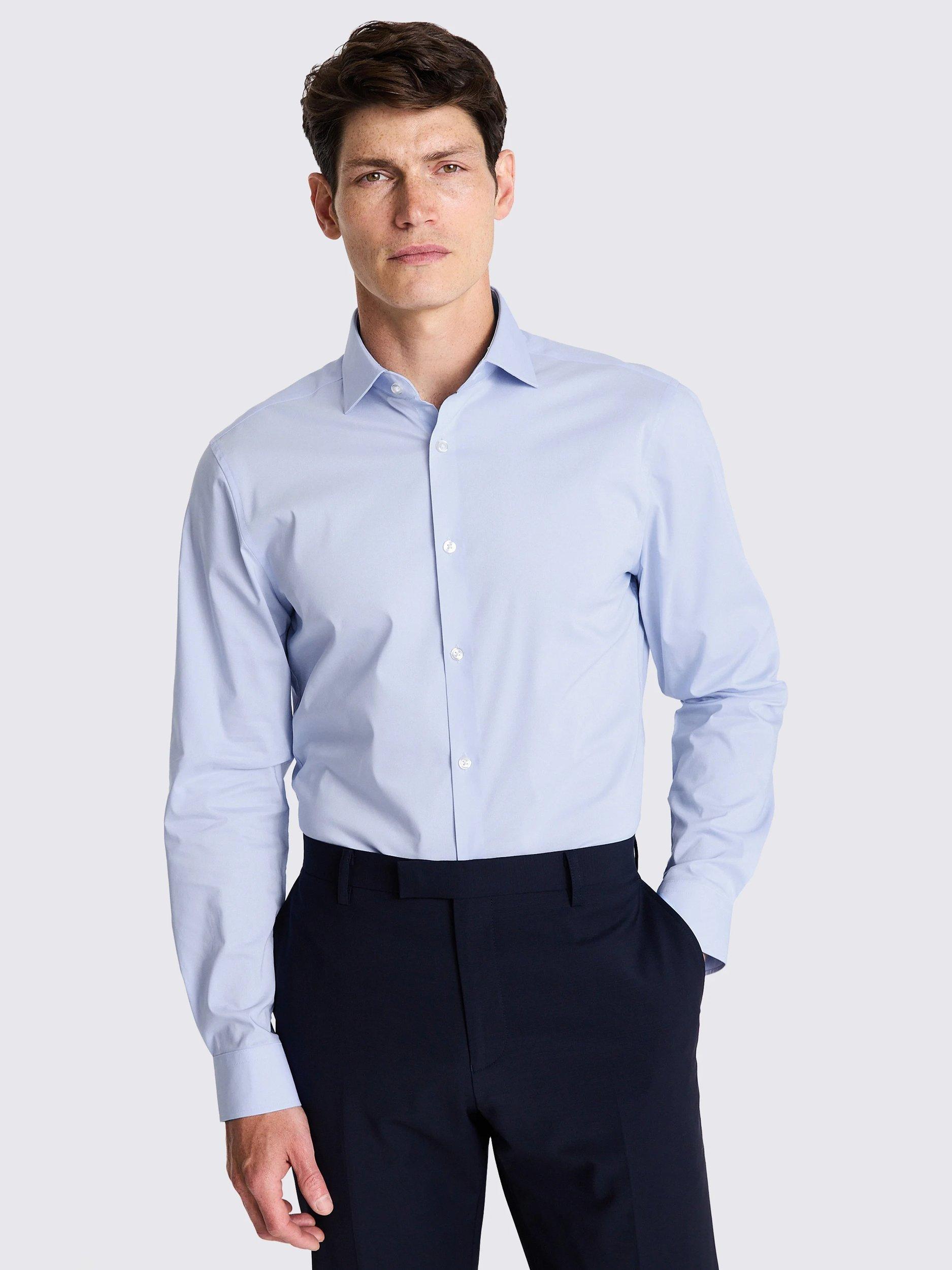 Product image 1 of 4, which shows Moss Slim Stretch Shirt, Sky, 14