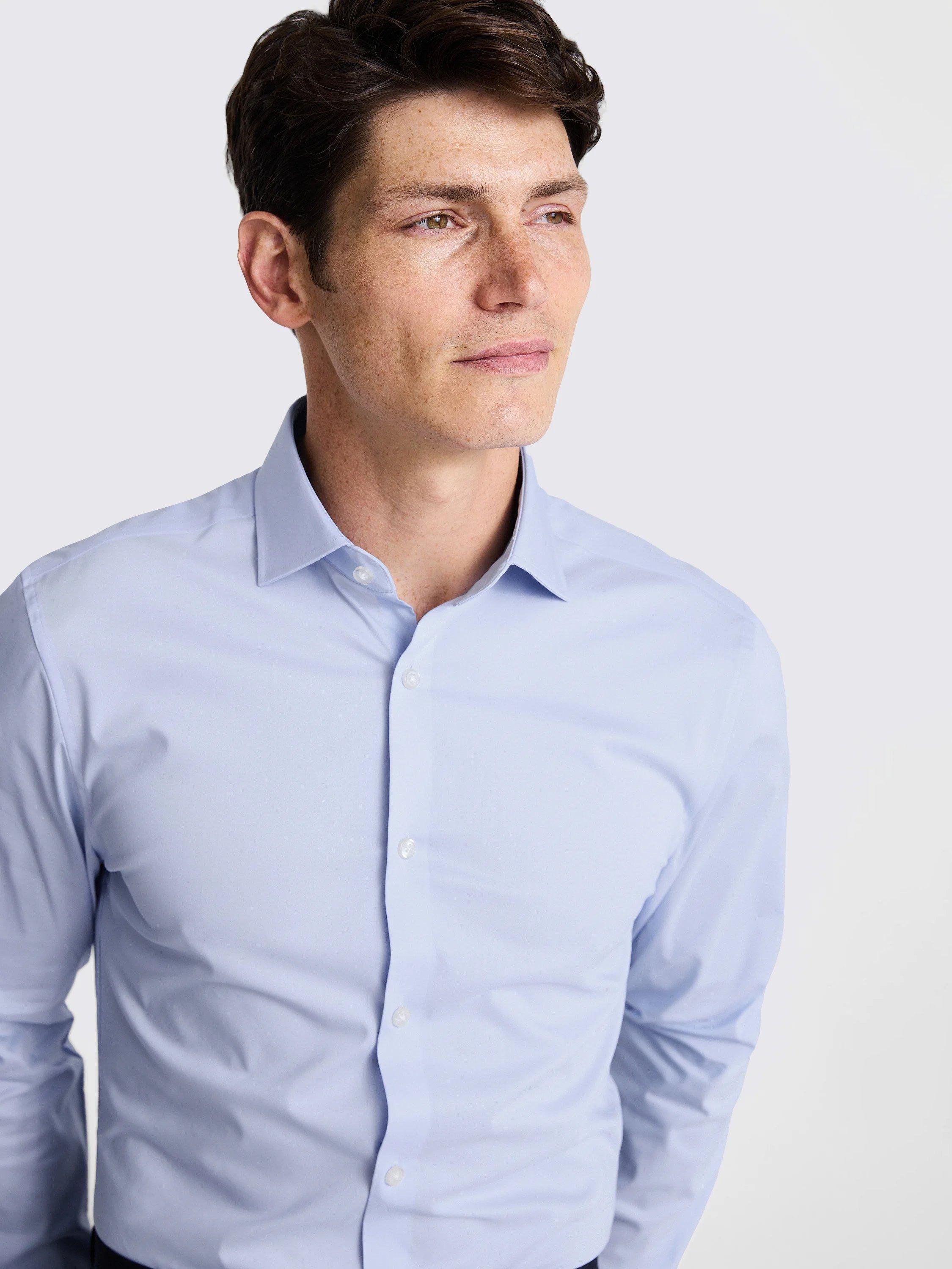 Product image 2 of 4, which shows Moss Slim Stretch Shirt, Sky, 14
