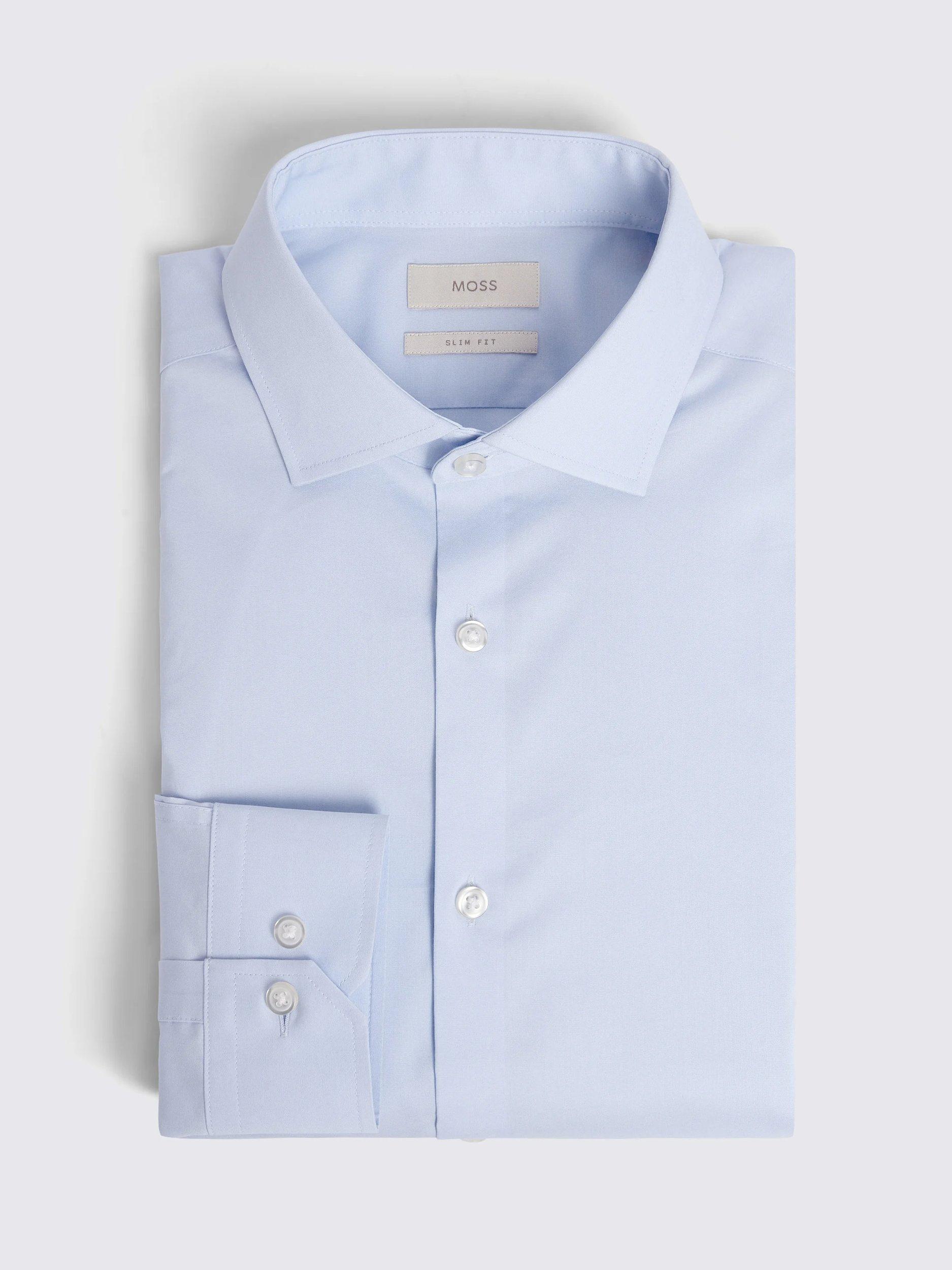 Product image 4 of 4, which shows Moss Slim Stretch Shirt, Sky, 14
