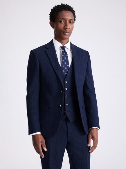 Moss Slim Fit Wool Blend Donegal Tweed Suit Jacket, Blue