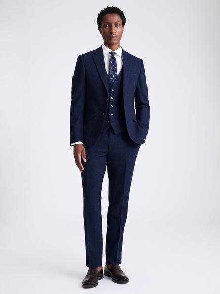 Moss Slim Fit Wool Blend Donegal Tweed Suit Jacket - view 2, Blue