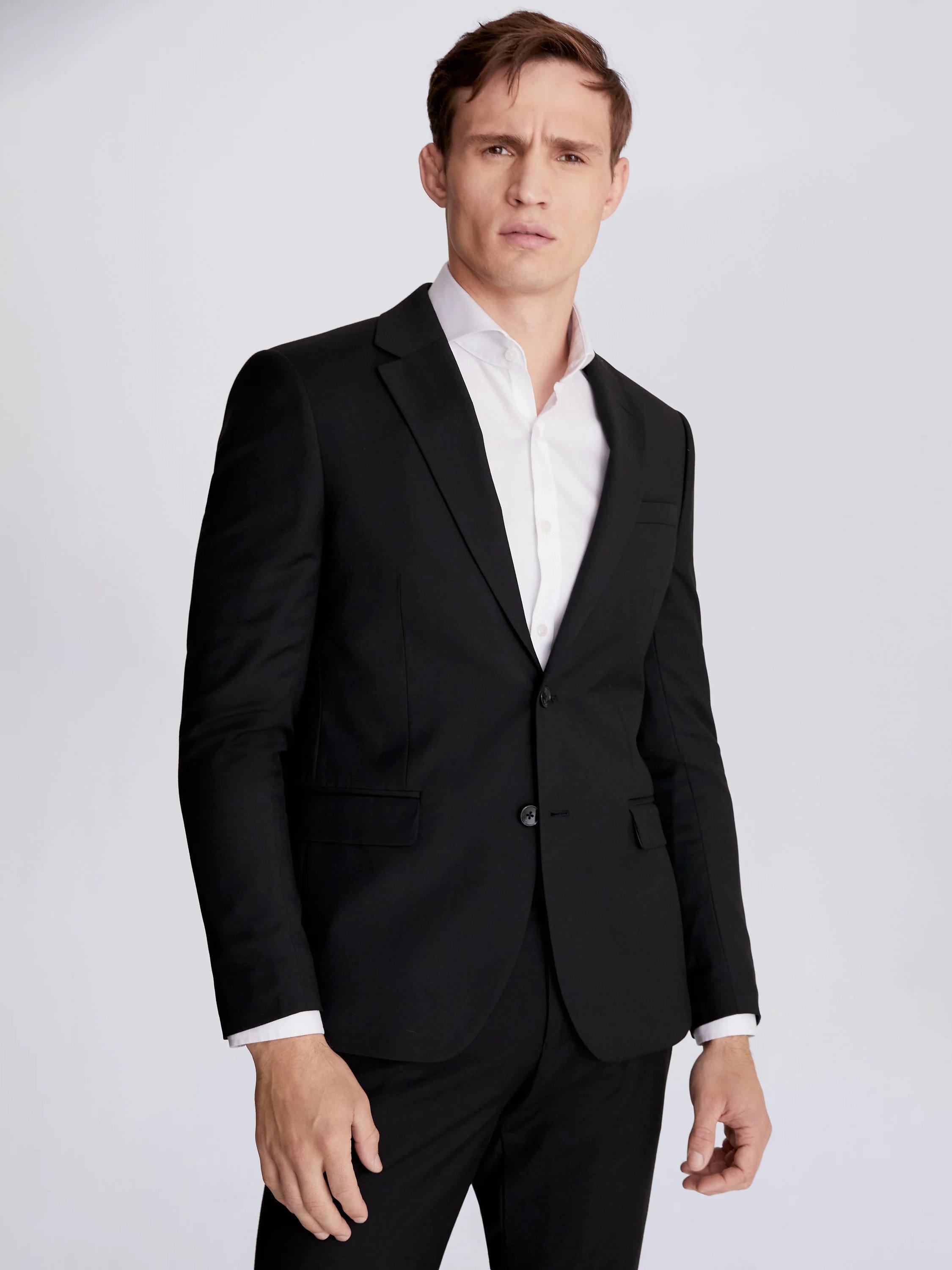 Product image 4 of 6, which shows Moss Slim Fit Stretch Jacket, Black, 34S