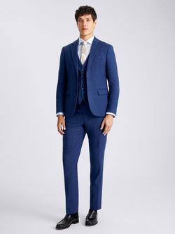 Moss Slim Fit Slub Suit Jacket, Blue - view 2, Blue