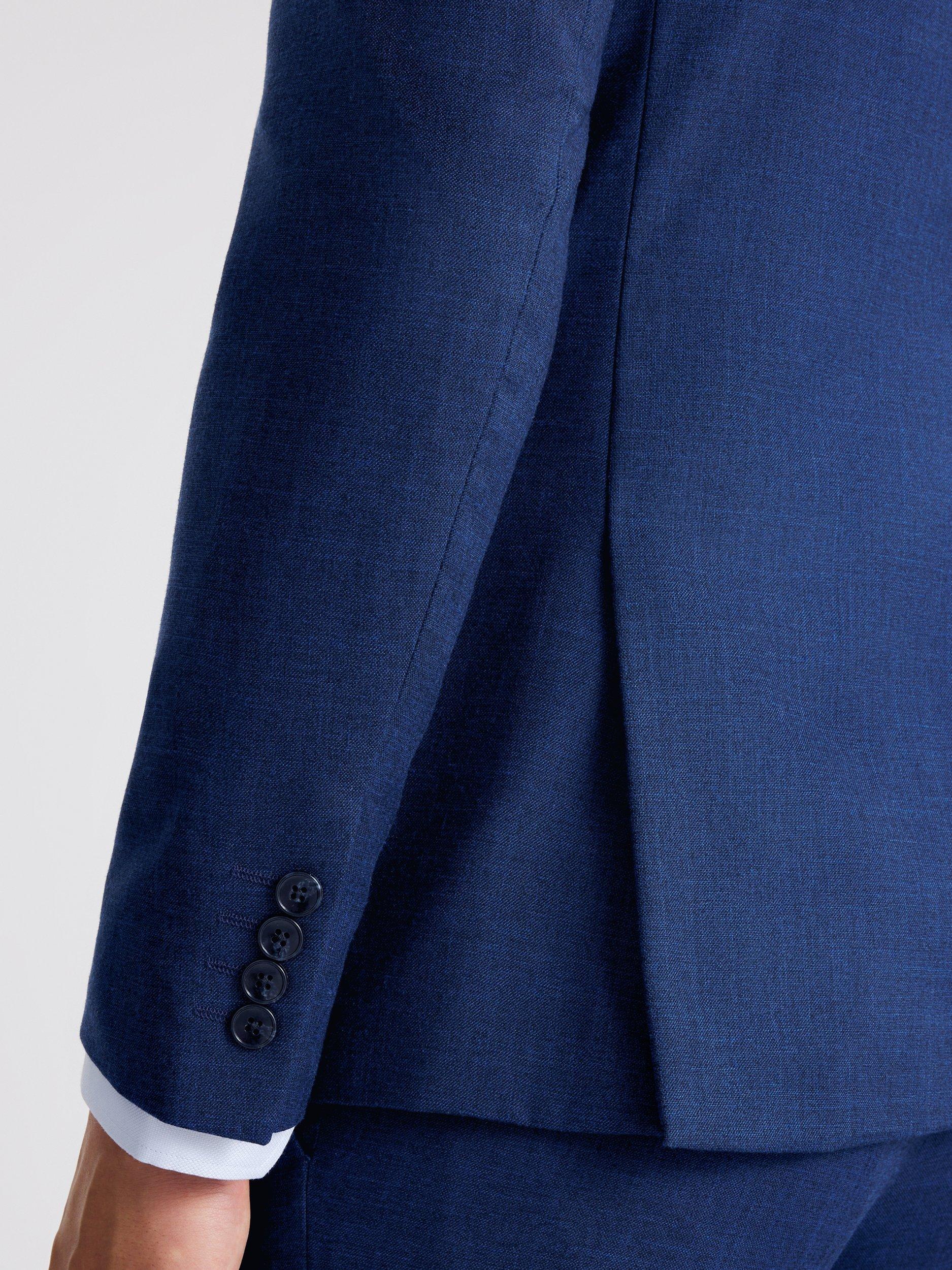 Product image 6 of 7, which shows Moss Slim Fit Slub Suit Jacket, Blue, 34R