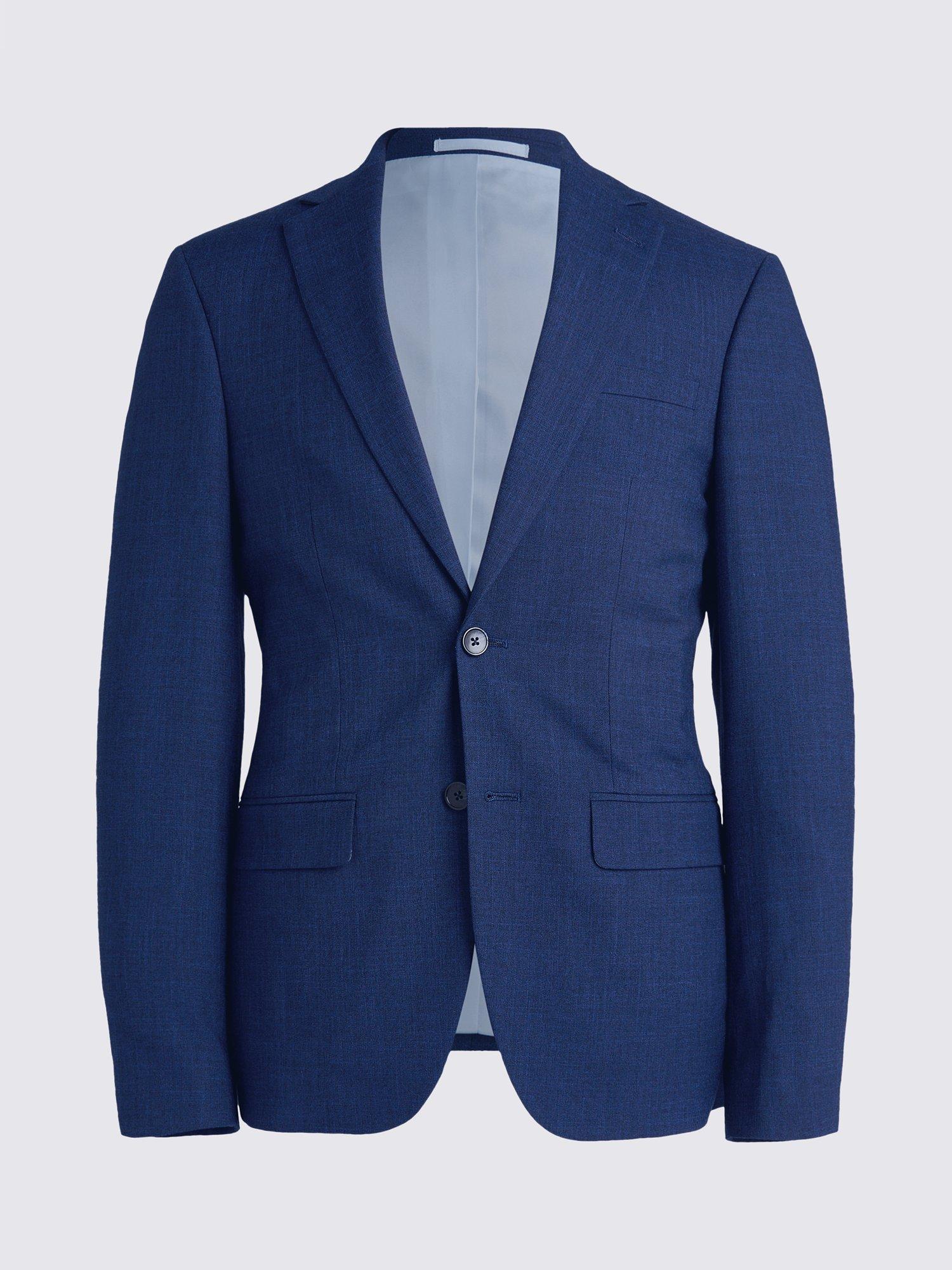 Product image 7 of 7, which shows Moss Slim Fit Slub Suit Jacket, Blue, 34R