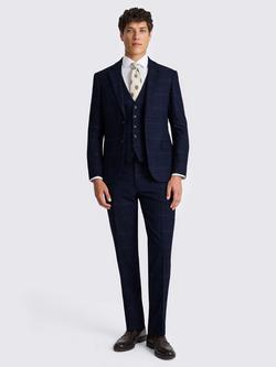 Moss Slim Fit Check Suit Jacket, Navy/Black - view 2, Navy/Black