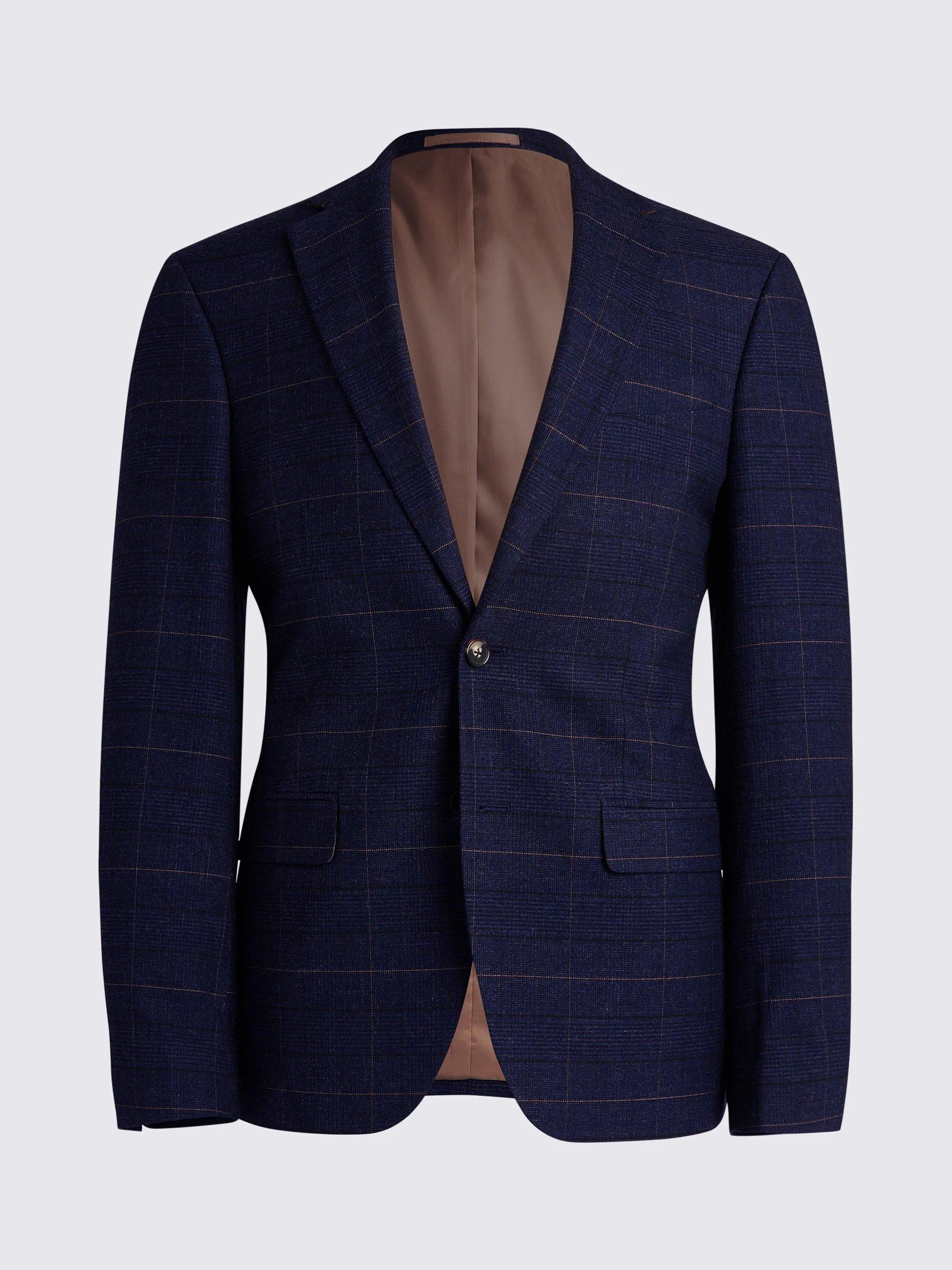 Product image 7 of 7, which shows Moss Slim Fit Check Suit Jacket, Navy/Black, 34S