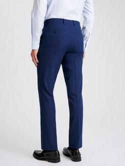 Moss Slim Fit Slub Trousers, Blue - view 2, Blue