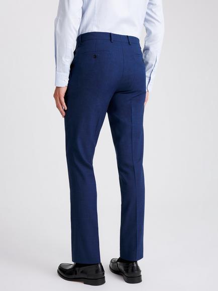 Moss Slim Fit Slub Suit Trousers - view 2, Blue