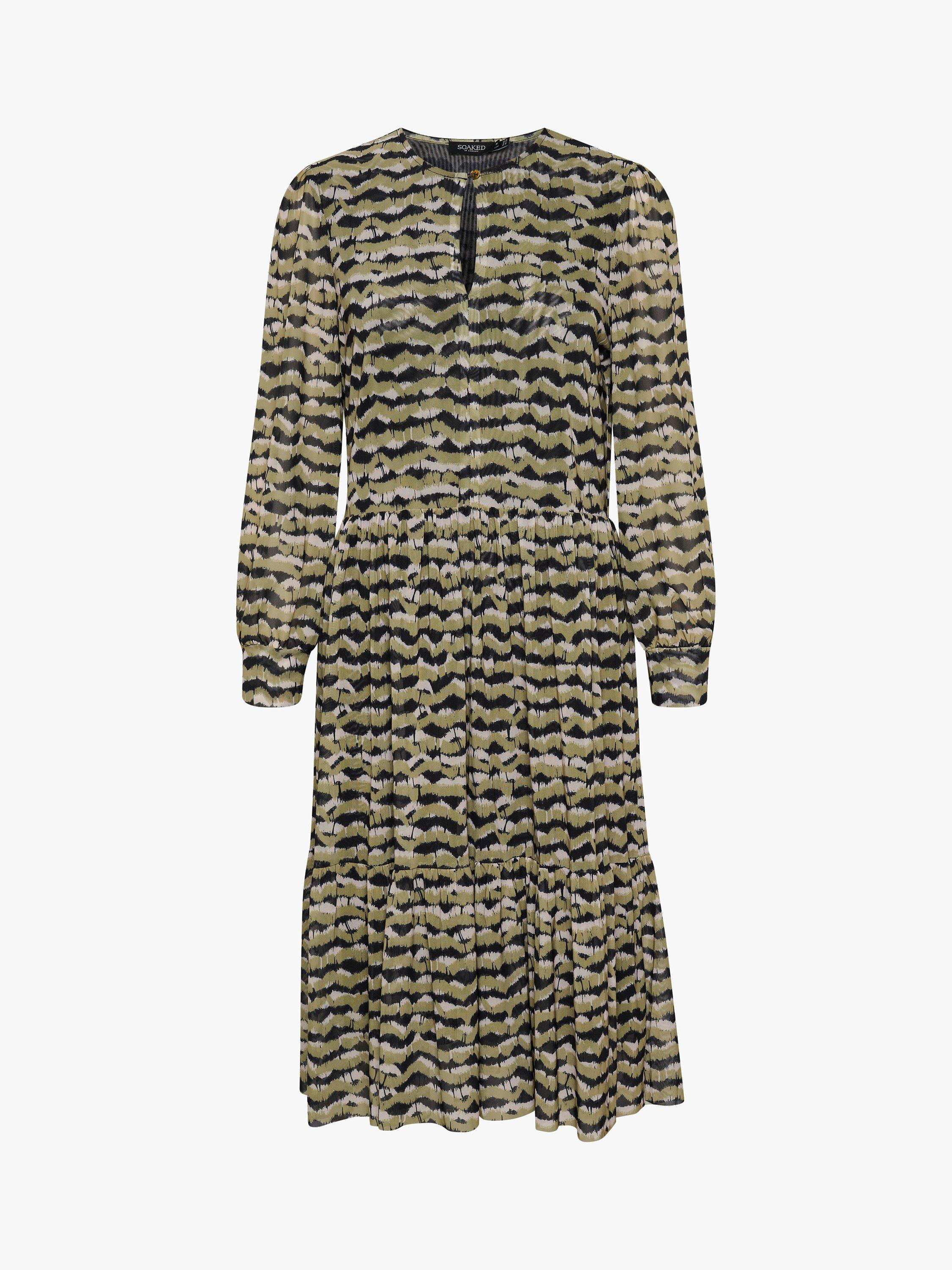 Soaked In Luxury Poppie Abstract Print Midi Dress, Cedar
