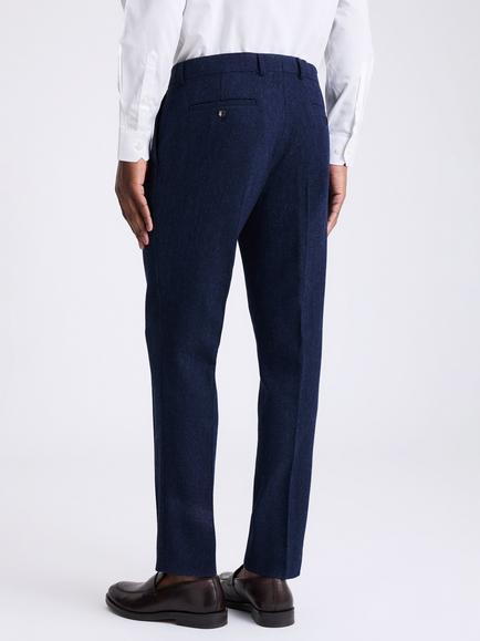 Moss Slim Fit Wool Blend Donegal Tweed Suit Trousers - view 2, Blue