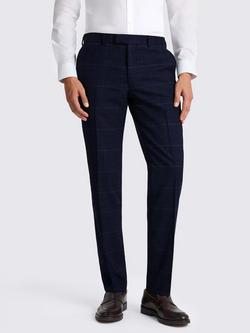 Moss Slim Fit Check Trousers, Navy/Black, Navy/Black