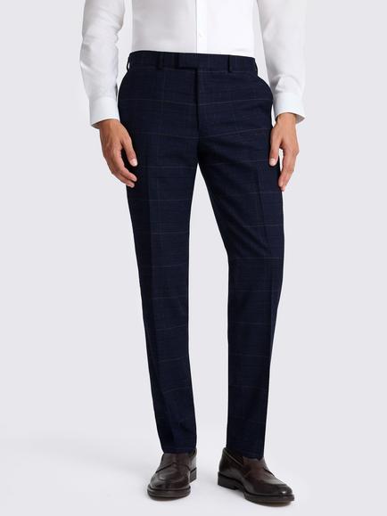 Moss Slim Fit Check Suit Trousers, Navy/Black, Navy/Black