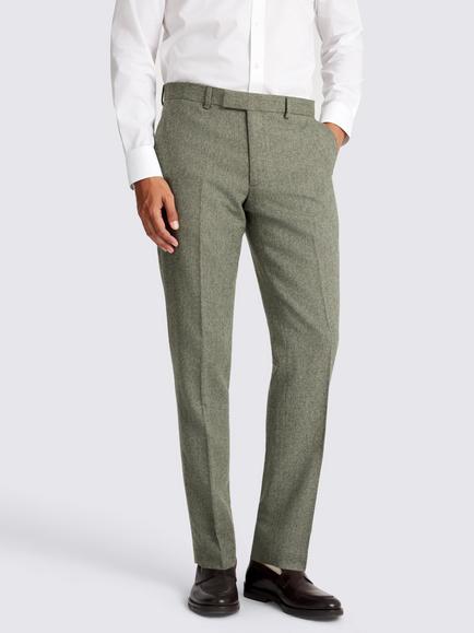 Moss Slim Fit Herringbone Tweed Suit Trousers, Sage, Sage