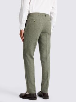 Moss Slim Fit Herringbone Tweed Suit Trousers, Sage - view 2, Sage