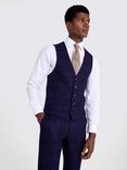 Moss Slim Fit Check Waistcoat, Navy/Taupe